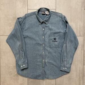 Vintage Dallas Cowboys Denim Button Up Long Sleeve Shirt NFL Football Montez XL